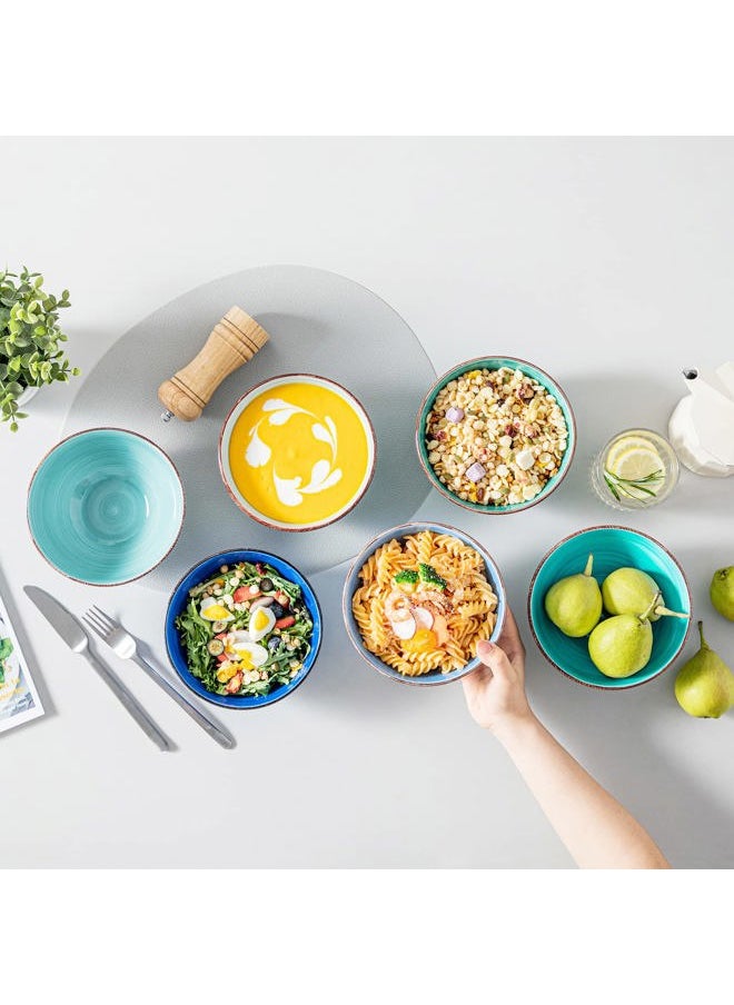 vancasso - Bonita 27 Oz Cereal Bowls Set of 6, Blue Ceramic Bowls for Kitchen, 6 Inch Soup Bowls, Dishwasher & Microwave Safe - Image 1