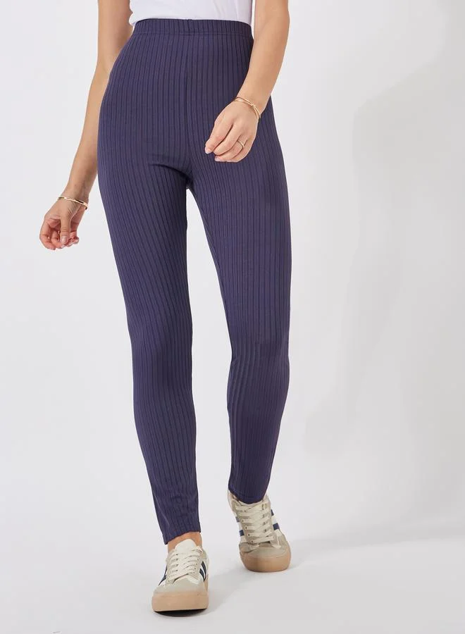 Styli Ribbed Leggings with Elasticated Waistband