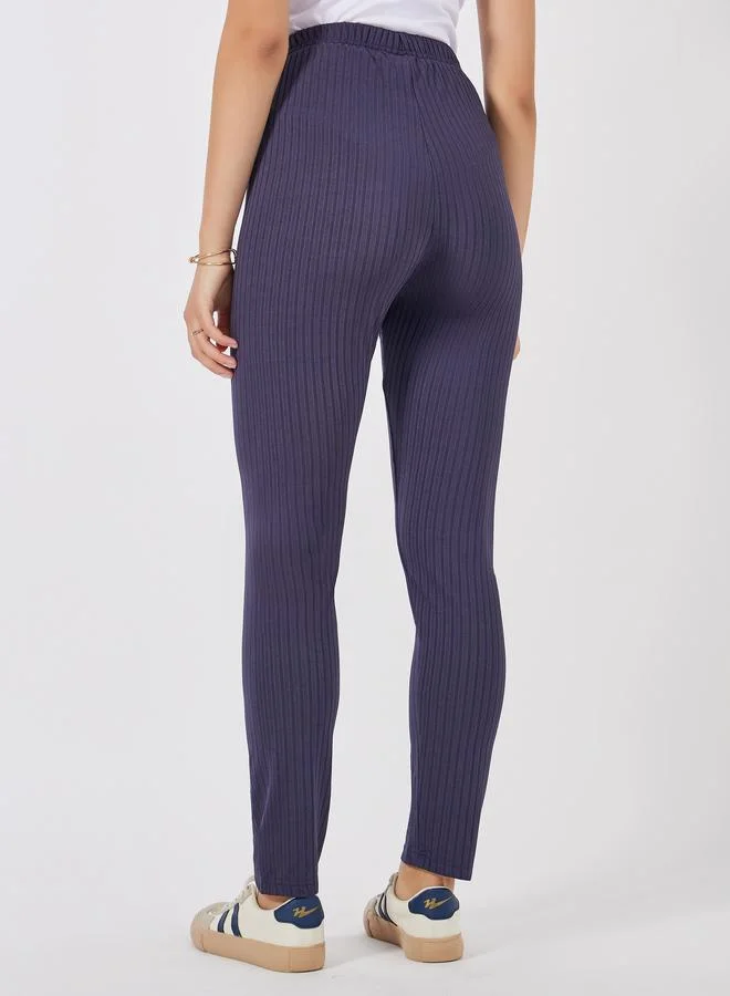 Styli Ribbed Leggings with Elasticated Waistband