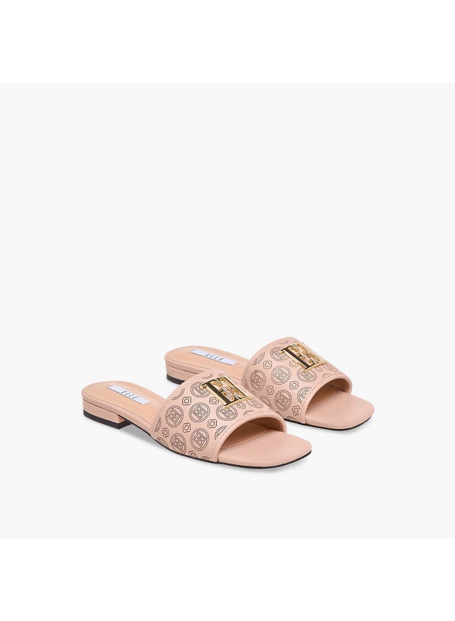 ELLE Women's Laser Cut Detail Slip-On Flat Sandals - Image 3