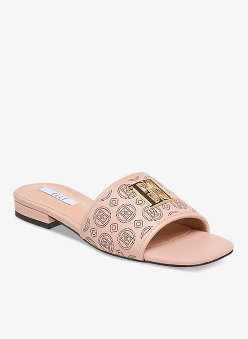 ELLE Women's Laser Cut Detail Slip-On Flat Sandals