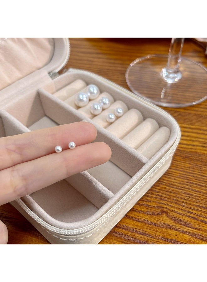 يوكانبي أقراط لؤلؤ بسيطة بدبوس فضة 925 | أقراط دائرية لؤلؤ أنيقة ومتعددة الاستخدامات 3mm، 5mm، 8mm، 10mm (1 زوج لكل حجم) - Image 4