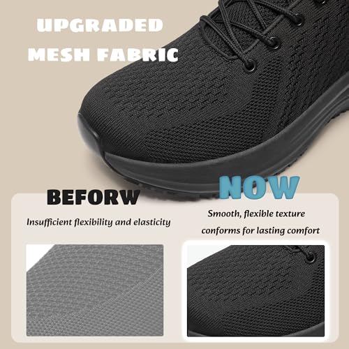 SHULOOK Women's Non Slip Work Shoes Slip Resistant Nurse Sneakers with Arch Fit Support Comfortable Mesh Walking Shoes for Food Service Chef Kitchen Restaurant Black 8 - Image 3