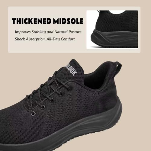 SHULOOK Women's Non Slip Work Shoes Slip Resistant Nurse Sneakers with Arch Fit Support Comfortable Mesh Walking Shoes for Food Service Chef Kitchen Restaurant Black 8 - Image 4