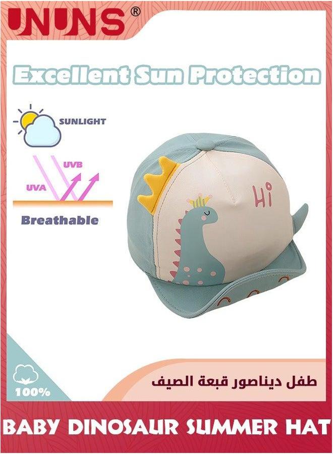UNUNS Baby Duck Cap,Kids Infants Sun Hat,Cute Cartoon Caps Spring Summer Hat,Baseball For Little Boys Girls Toddler,Soft Cotton Hat School Picnics Parks Camping,Green Dinosaur Mesh - Image 2