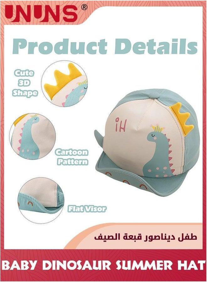 UNUNS Baby Duck Cap,Kids Infants Sun Hat,Cute Cartoon Caps Spring Summer Hat,Baseball For Little Boys Girls Toddler,Soft Cotton Hat School Picnics Parks Camping,Green Dinosaur Mesh - Image 3