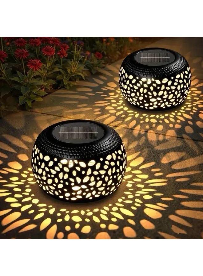 2 Pack Black Outdoor Solar Table Lamp Warm White Light Garden Patio - Image 1