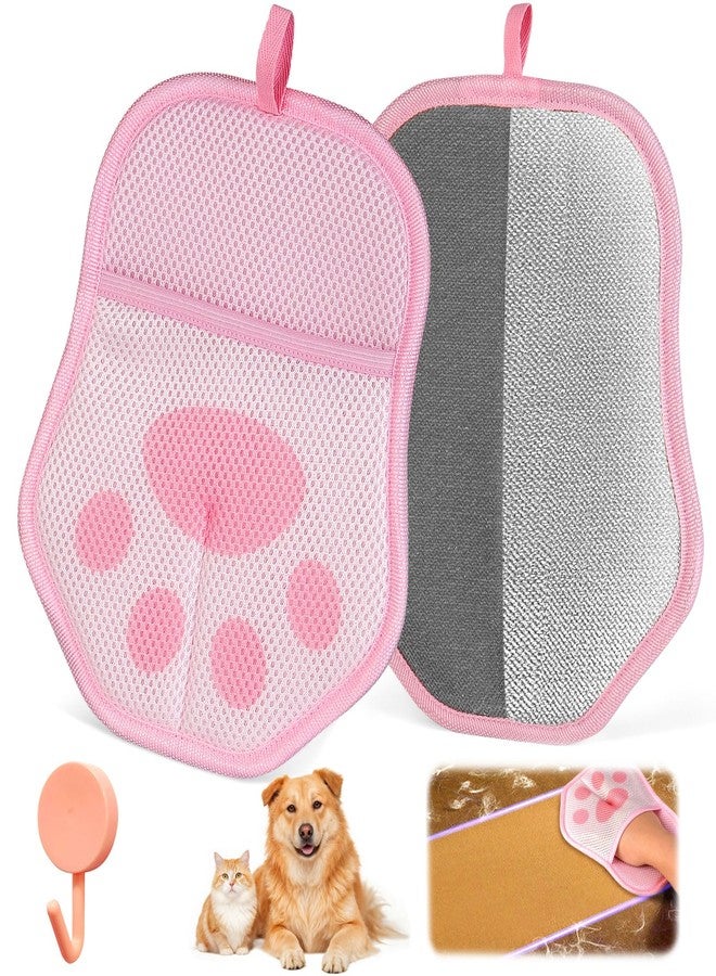 Steinfinit Reusable Pet Hair Removal Gloves, Suitable for Removing Pet Hair from Clothing, Sofas, Carpets, and Car Seats, 1 Pcs with Hanging Hooks, Size 9.8 x 7.87 x 0.5 in (Pink) - Image 1