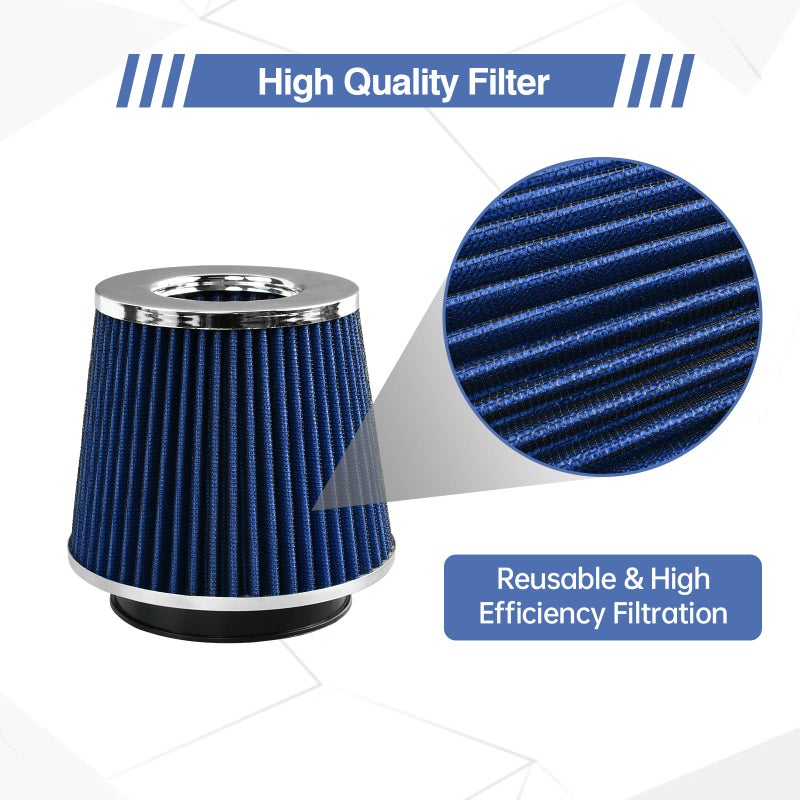moafaye Universal Clamp On Air Intake Filter fits 3 In /3.5 In /4 In Three Different Size, Cone Air Intake Filterï¼ˆBlueï¼‰ - Image 4