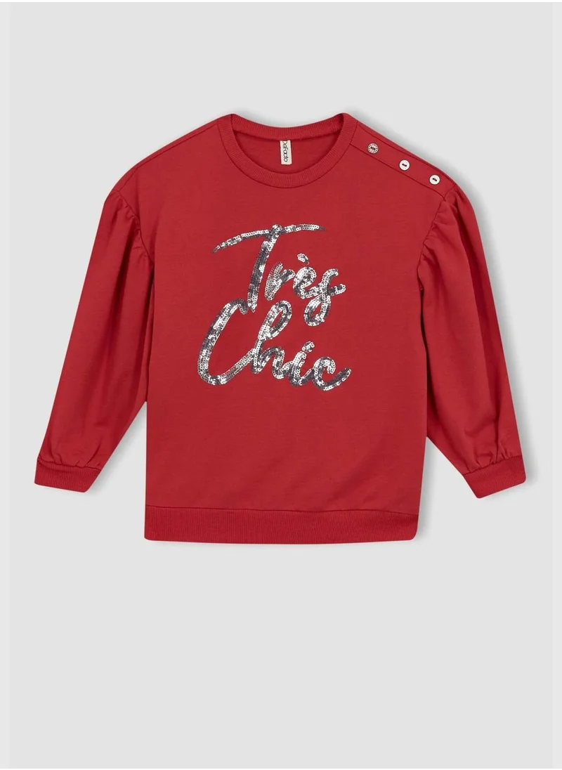 DeFacto New Year Girl C Neck Long Sleeve Knitted Sweatshirt