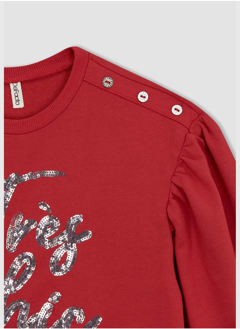 DeFacto New Year Girl C Neck Long Sleeve Knitted Sweatshirt