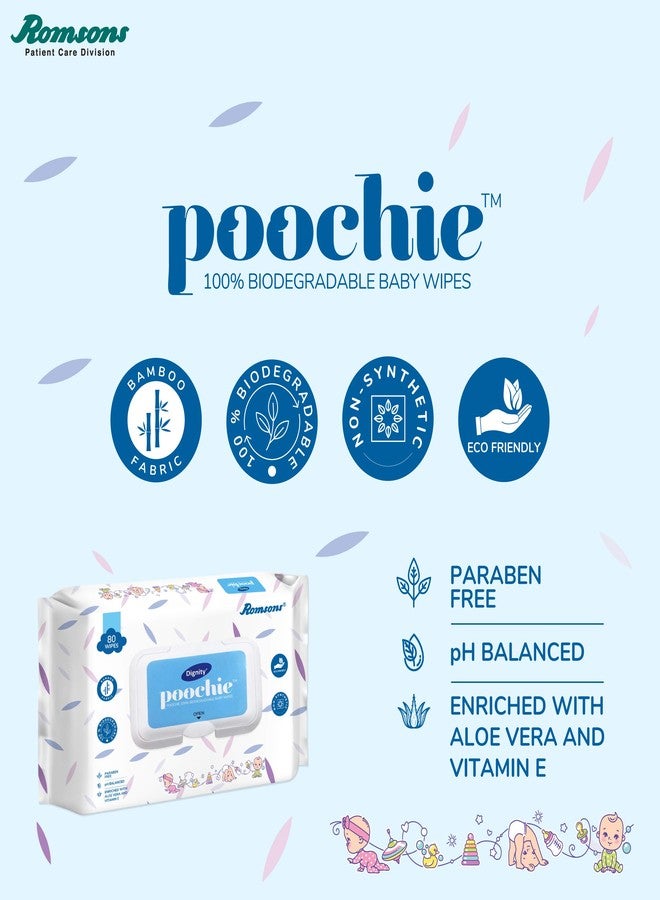 Dignity Poochie 100% Biodegradable Baby Wipes Enriched with Aloe Vera and Vitamin E, 150 x 200 mm (Pack of 6) 480 Wipes - Image 5