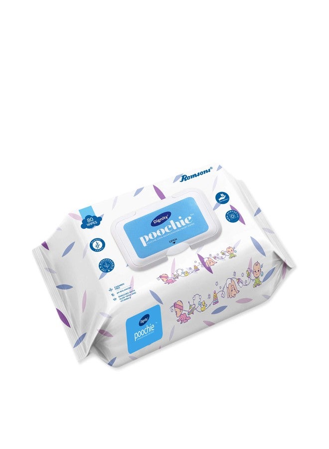 Dignity Poochie 100% Biodegradable Baby Wipes Enriched with Aloe Vera and Vitamin E, 150 x 200 mm (Pack of 6) 480 Wipes - Image 3