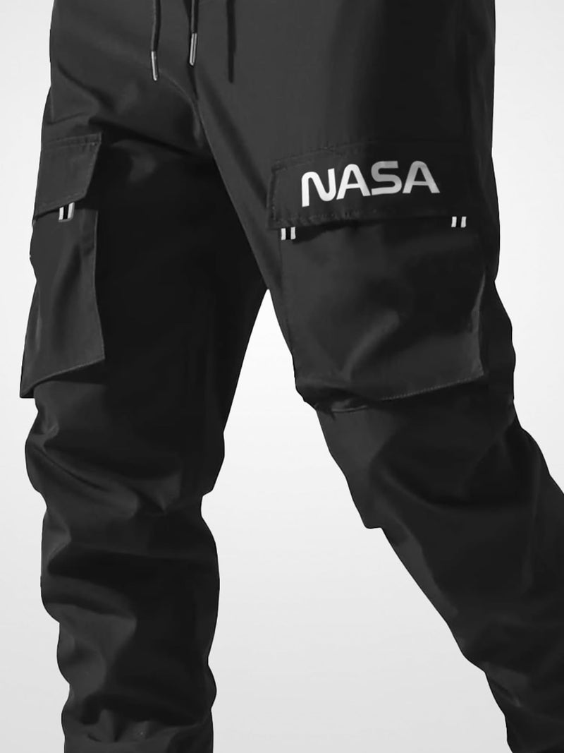 Jump Cuts Boys Mid Rise ||NASA Printed||Black and White||Polyester||Slim Fit||Cargo Pant, 8 Year-9 Year - Image 4