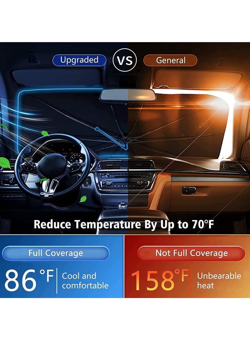 Car Sunshades for Windshield, Foldable Car Windshield Sun Shade Umbrella, Full Cover Automotive Sunshades Umbrella for Car Front Windshield, Sun Shade for Protecting Vehicle from UV Sun and Heat