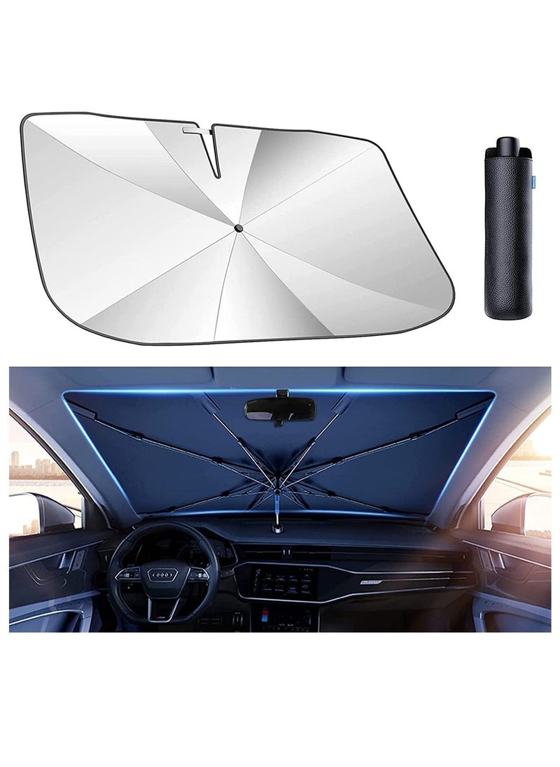 Car Sunshades for Windshield, Foldable Car Windshield Sun Shade Umbrella, Full Cover Automotive Sunshades Umbrella for Car Front Windshield, Sun Shade for Protecting Vehicle from UV Sun and Heat
