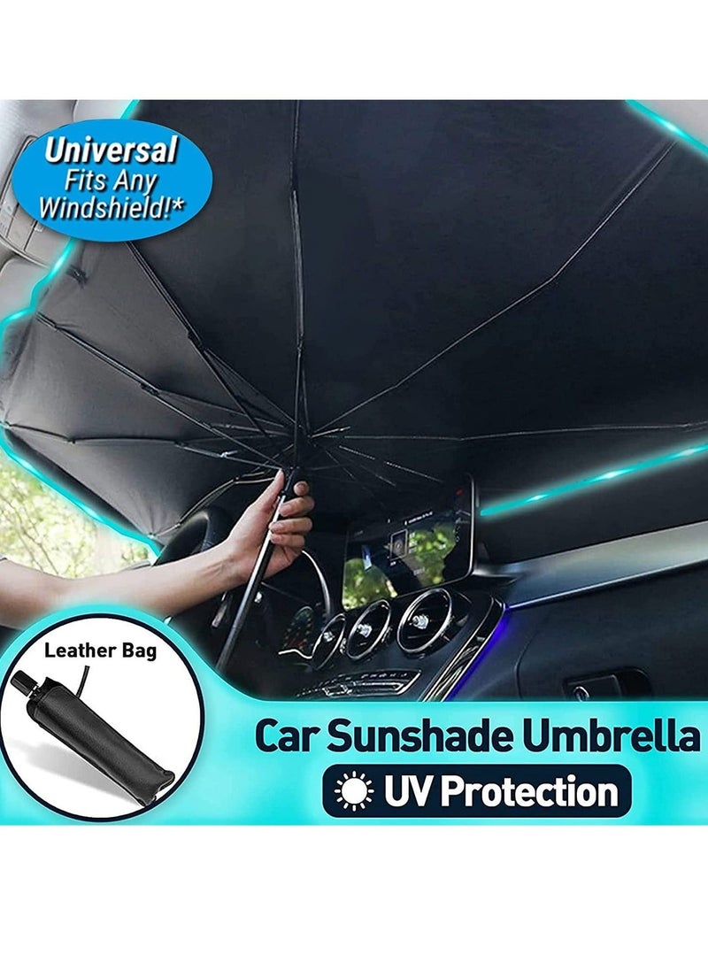 Car Sunshades for Windshield, Foldable Car Windshield Sun Shade Umbrella, Full Cover Automotive Sunshades Umbrella for Car Front Windshield, Sun Shade for Protecting Vehicle from UV Sun and Heat