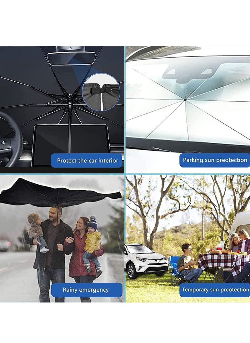 Car Sunshades for Windshield, Foldable Car Windshield Sun Shade Umbrella, Full Cover Automotive Sunshades Umbrella for Car Front Windshield, Sun Shade for Protecting Vehicle from UV Sun and Heat