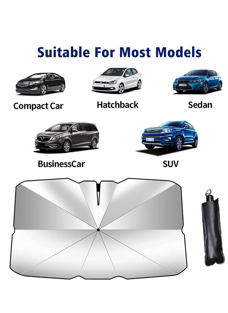 Car Sunshades for Windshield, Foldable Car Windshield Sun Shade Umbrella, Full Cover Automotive Sunshades Umbrella for Car Front Windshield, Sun Shade for Protecting Vehicle from UV Sun and Heat