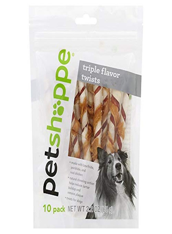 PET SHOPPE مكافآت الكلاب من متجر الحيوانات الأليفة، ثلاثية النكهات، مصنوعة من جلد البقر الخام. تحتوي على دجاج حقيقي، وجلد خنزير، وجلد بقر. (عبوة من 1 إلى 10 قطع) - Image 1