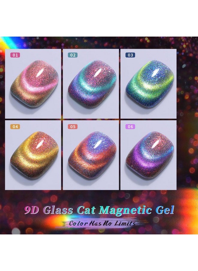 Born Pretty - Born Pretty Cat Magnetic Gel Nail Polish 9D Chameleon Holorgraphic Cat Magnetic Eye Gel Polish Glitter Gel Polish Set 6PCS - Image 1