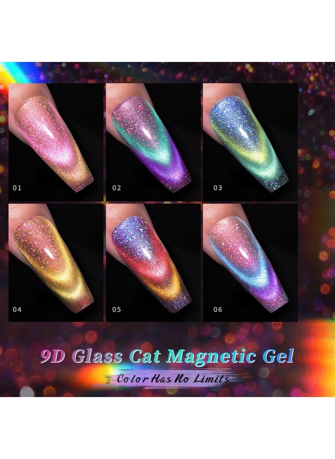 Born Pretty - Born Pretty Cat Magnetic Gel Nail Polish 9D Chameleon Holorgraphic Cat Magnetic Eye Gel Polish Glitter Gel Polish Set 6PCS - Image 1