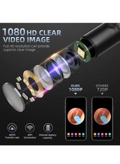 Joyelink Ear Wax Removal, Wi-Fi Visible Ear Cleaner Kit , Ear Wax Removal Tool with 1080 HD Camera and 6 Ear Scoops (Black)  - Image 2