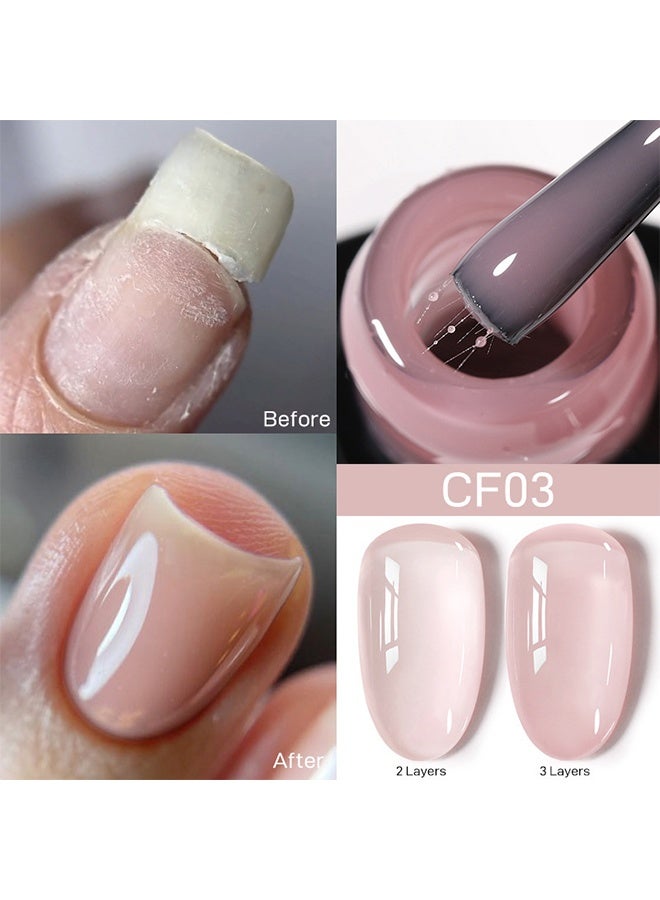 UR SUGAR Base Gel, Nail Gel Polish, Nude Pink Fiber Glass Rubber Base Gel Nail Polish for Repair Broken Nails StrengthenerGel Base Coat Brush On Building Gel - Image 2