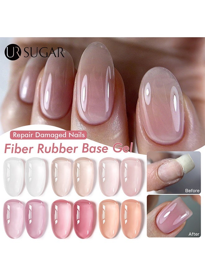 UR SUGAR Base Gel, Nail Gel Polish, Nude Pink Fiber Glass Rubber Base Gel Nail Polish for Repair Broken Nails StrengthenerGel Base Coat Brush On Building Gel - Image 3