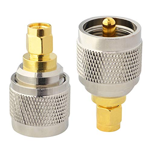 Boobrie 2-Pack UHF to SMA Coax Jack Connector PL259 PL-259 Adapter UHF Male to SMA Male Coaxial Connector Low Loss Coax Adapter for CB Radio Antenna Broadcast Radios WiFi - Image 1