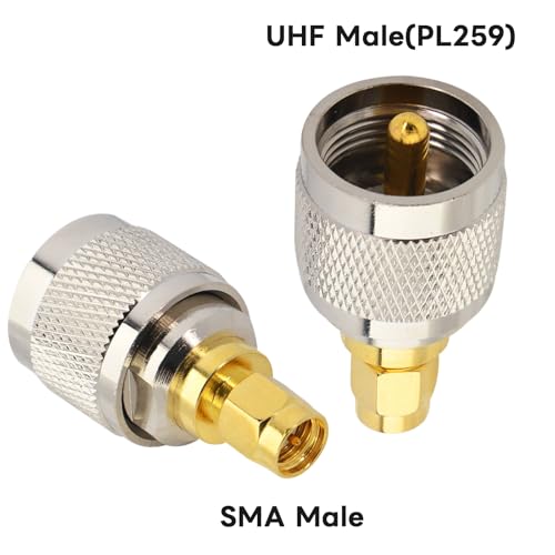 Boobrie 2-Pack UHF to SMA Coax Jack Connector PL259 PL-259 Adapter UHF Male to SMA Male Coaxial Connector Low Loss Coax Adapter for CB Radio Antenna Broadcast Radios WiFi - Image 2