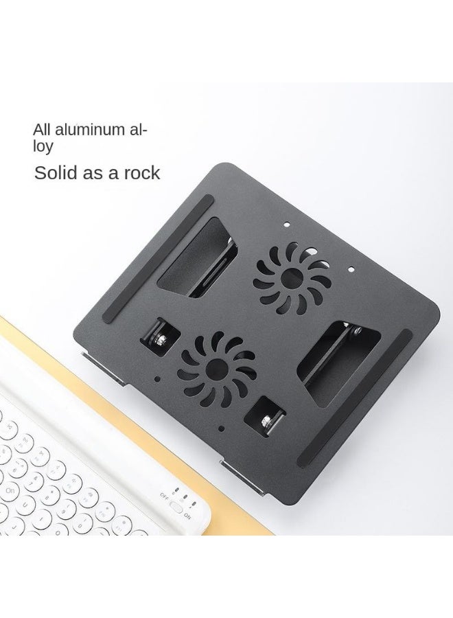 أكاليكس حامل كمبيوتر محمول قابل للدوران 360 درجة للمكتب مع مراوح تبريد مدمجة - حامل كمبيوتر محمول قابل للتعديل مصنوع من الألومنيوم، مناسب لأجهزة الكمبيوتر المحمولة من 11 بوصة إلى 17.3 بوصة - تصميم مريح قابل لتعديل الارتفاع، سطح جيد التهوية، وتصميم مانع للانزلاق - مثالي لمحطات العمل والمكاتب المنزلية - أسود - Image 2