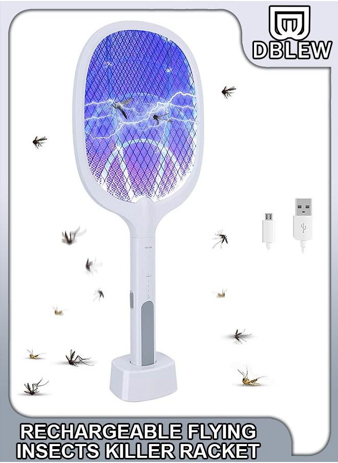 DBLEW - 2 In 1 Handheld Electric Fly Swatter Mosquito Killer Bat Mosquitoes Lamp Racket USB Rechargeable Bug Zapper with Grid 3-Layer Mesh for Home and Outdoor Pest Control - Image 1