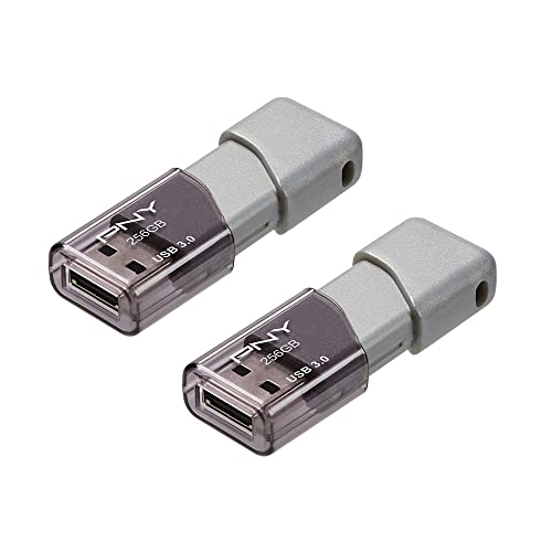 PNY P-FD256X2TBOP-MP 256GB تيربو أتاشي 3 USB 3.0 فلاش درايف، فضي (عبوة من 2) - Image 2