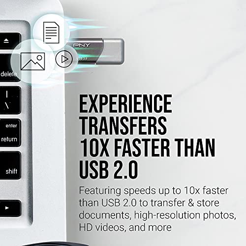 PNY P-FD256X2TBOP-MP 256GB تيربو أتاشي 3 USB 3.0 فلاش درايف، فضي (عبوة من 2) - Image 5