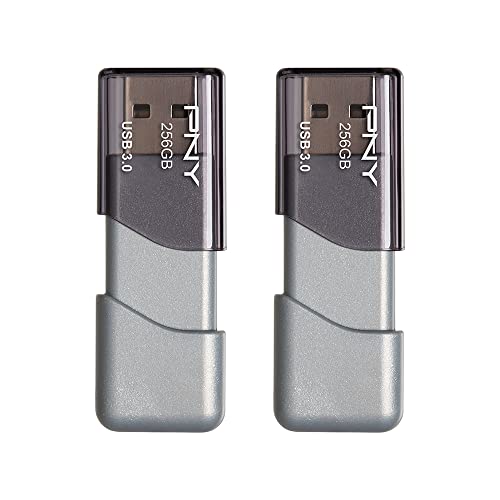 PNY P-FD256X2TBOP-MP 256GB تيربو أتاشي 3 USB 3.0 فلاش درايف، فضي (عبوة من 2) - Image 1