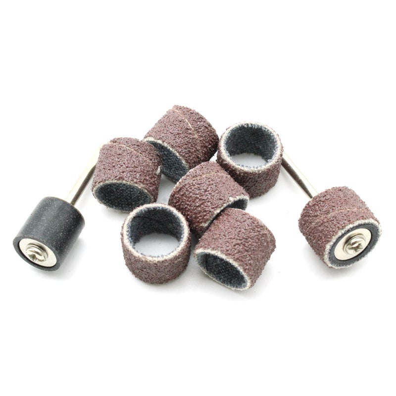 TEMO 100 pc 1/2 Inch Sand Drum Grit 60 Coarse with 2 pc 1/8 Inch Mandrel for Dremel Rotary Tools - Image 3