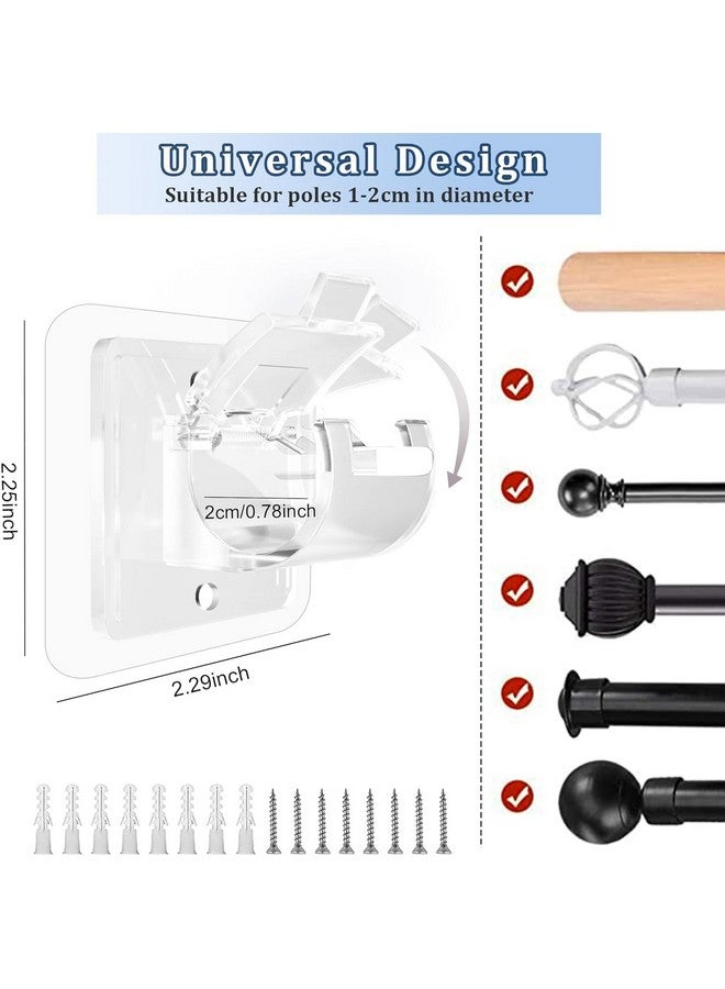ELMVIA No Drill Curtain Rod Brackets No Drilling Self Adhesive Curtain Rod Holder Hooks Nail Free Adjustable Curtain Rod Hooks Curtain Hangers for Kitchen Home Bathroom and Hotel (TRANSPARNT, 6PCS) - Image 2