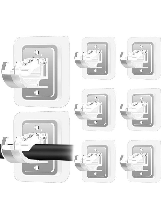 ELMVIA No Drill Curtain Rod Brackets No Drilling Self Adhesive Curtain Rod Holder Hooks Nail Free Adjustable Curtain Rod Hooks Curtain Hangers for Kitchen Home Bathroom and Hotel (TRANSPARNT, 6PCS) - Image 1