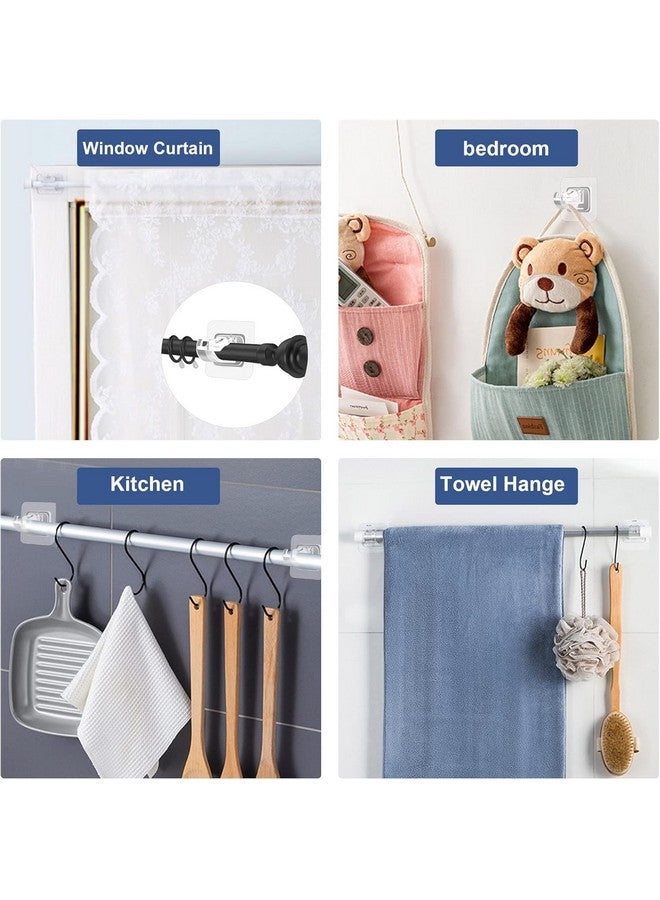 ELMVIA No Drill Curtain Rod Brackets No Drilling Self Adhesive Curtain Rod Holder Hooks Nail Free Adjustable Curtain Rod Hooks Curtain Hangers for Kitchen Home Bathroom and Hotel (TRANSPARNT, 6PCS) - Image 4