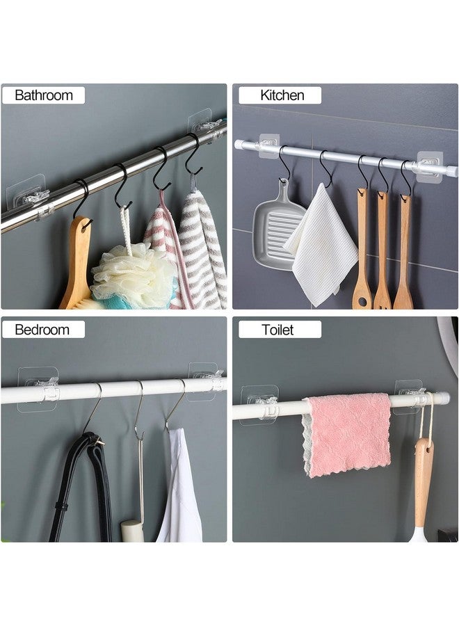 ELMVIA No Drill Curtain Rod Brackets No Drilling Self Adhesive Curtain Rod Holder Hooks Nail Free Adjustable Curtain Rod Hooks Curtain Hangers for Kitchen Home Bathroom and Hotel (TRANSPARNT, 6PCS) - Image 5