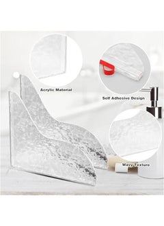 MIXDE 2Pcs Shower Splash Guard, Self- Adhesive Shower Water Splash Guard Drip Blocker, Clear Bathtub Water Splash Guard for Tub, Acrylic Shower Curtain Bathtub Corner (Stone pattern)  - Image 2