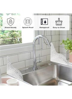 MIXDE 2Pcs Shower Splash Guard, Self- Adhesive Shower Water Splash Guard Drip Blocker, Clear Bathtub Water Splash Guard for Tub, Acrylic Shower Curtain Bathtub Corner (Stone pattern)  - Image 3