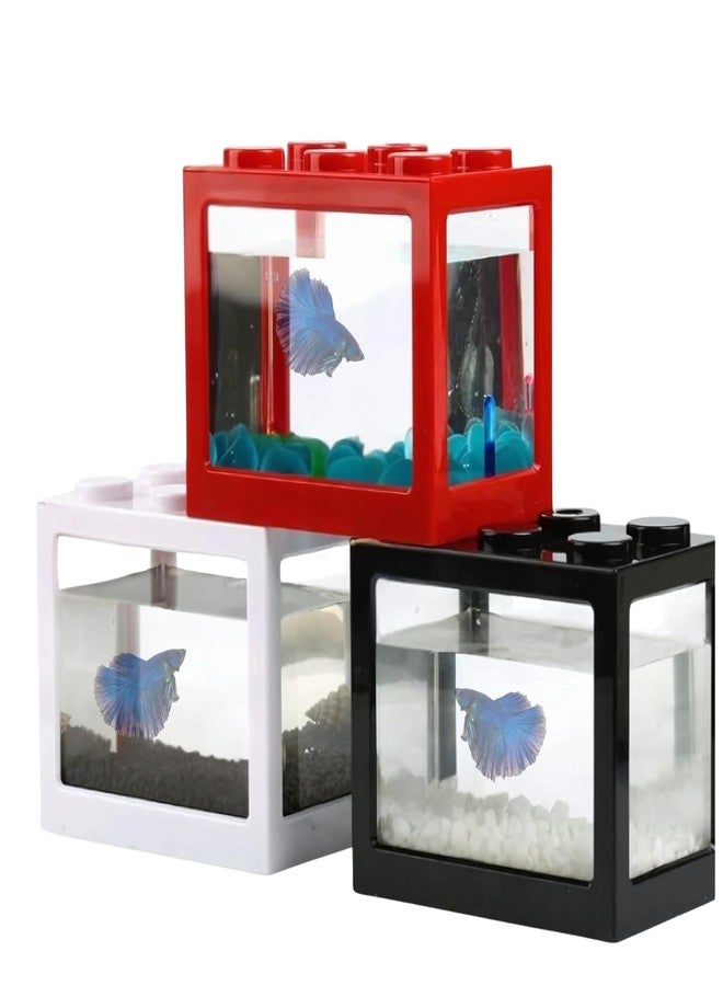 Western Era Small Betta Fish Tank - Compact, Durable, Easy-to-Clean Acrylic Fish Aquarium, Perfect for Small Spaces Like Home, Office,Minimalist, Modern Design, Stylish, Low-Maintenance (Pack of 3) - Image 1
