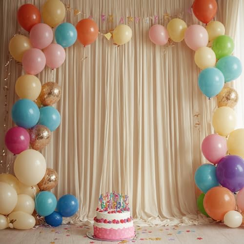NSSONBEN 10ft x 10ft Wrinkle Free Champagne Backdrop Curtains for Parties, Polyester Photo Backdrop Drapes 2 Panels 5x10ft Cloth for Wedding Birthday Party Photography Background - Image 4