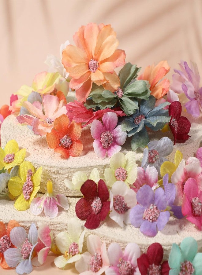 EupHHonycs 150PCS Small Fake Flowers for Crafts Mini Faux Flower Heads Artificial Flower Heads Small Rose Daisy Fabric Flowers Multicolor Small Silk Flower Heads for DIY Garland Home Wedding Party Decoration - Image 4