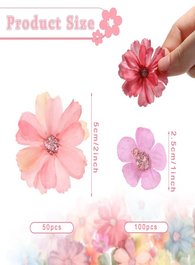 EupHHonycs 150PCS Small Fake Flowers for Crafts Mini Faux Flower Heads Artificial Flower Heads Small Rose Daisy Fabric Flowers Multicolor Small Silk Flower Heads for DIY Garland Home Wedding Party Decoration - Image 2