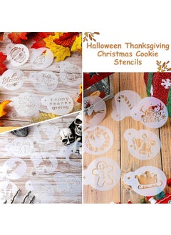 Marspark 30 Pieces Christmas and Thanksgiving Cookie Stencils - Reusable Cake Templates for DIY Baking - Holiday Dessert Decorating Tools for Food and Craft  - Image 4