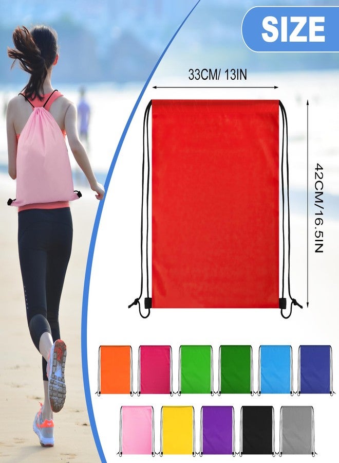 Dntorx 12 Colors Drawstring Backpacks Bulk, Drawstring Bags DIY Waterproof Nylon Cinch Bags for Sports, Gym, Travel, Swimming, Beach, Men&Women, Lightweight, Reusable - Image 2