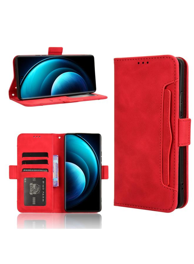 Green Tiger For vivo X100 Pro 5G Skin Feel Calf Texture Card Slots Leather Phone Case(Red)